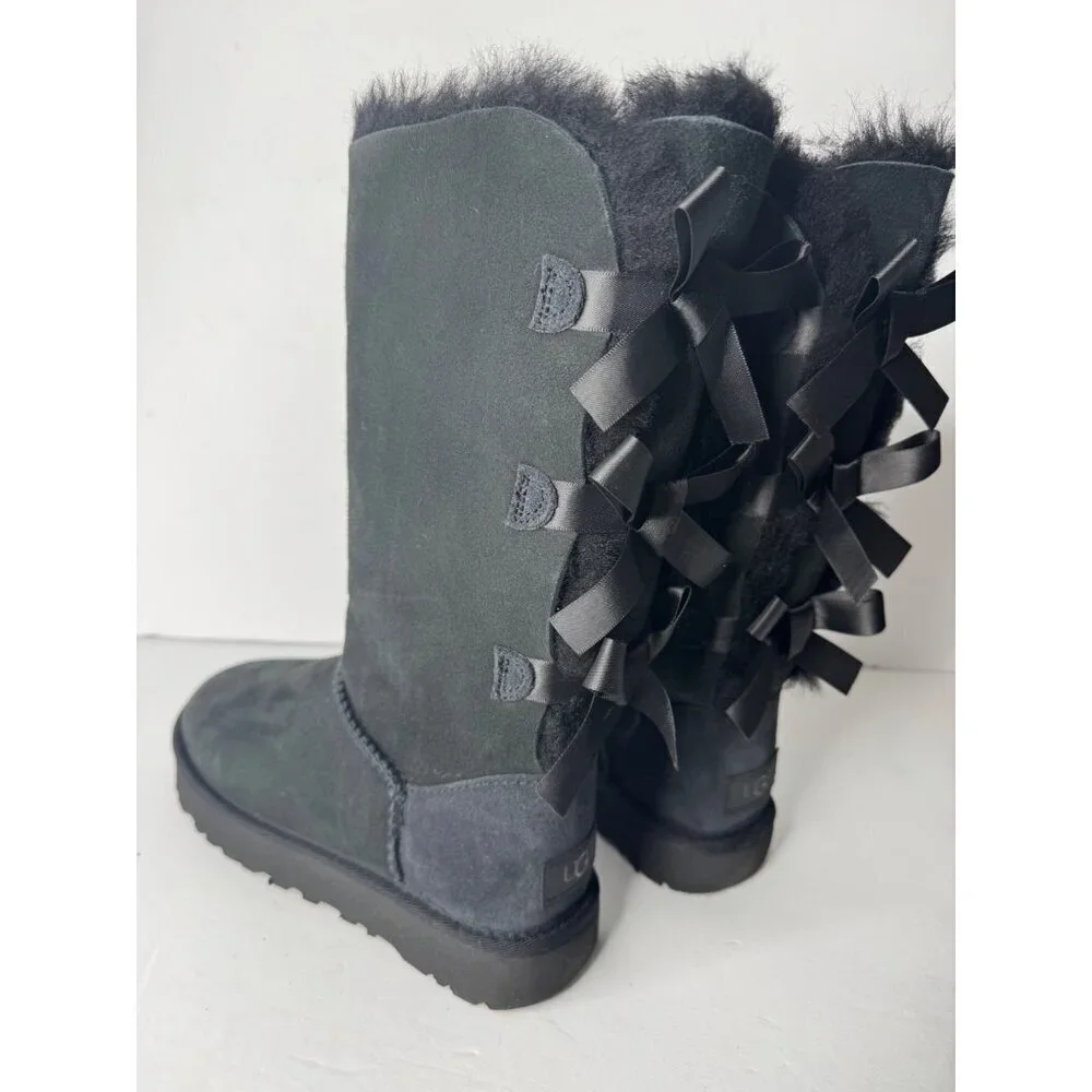 UGG Bailey Bow II Black Shearling Boot Women's US 5 EU 36 UK 3 NIB - Picture 5 of 8
